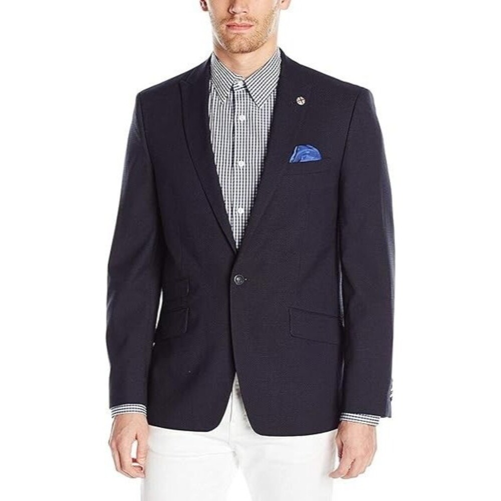Ben Sherman Men's suit jacket One Button Weave Blazer Leyton navy size 40 L